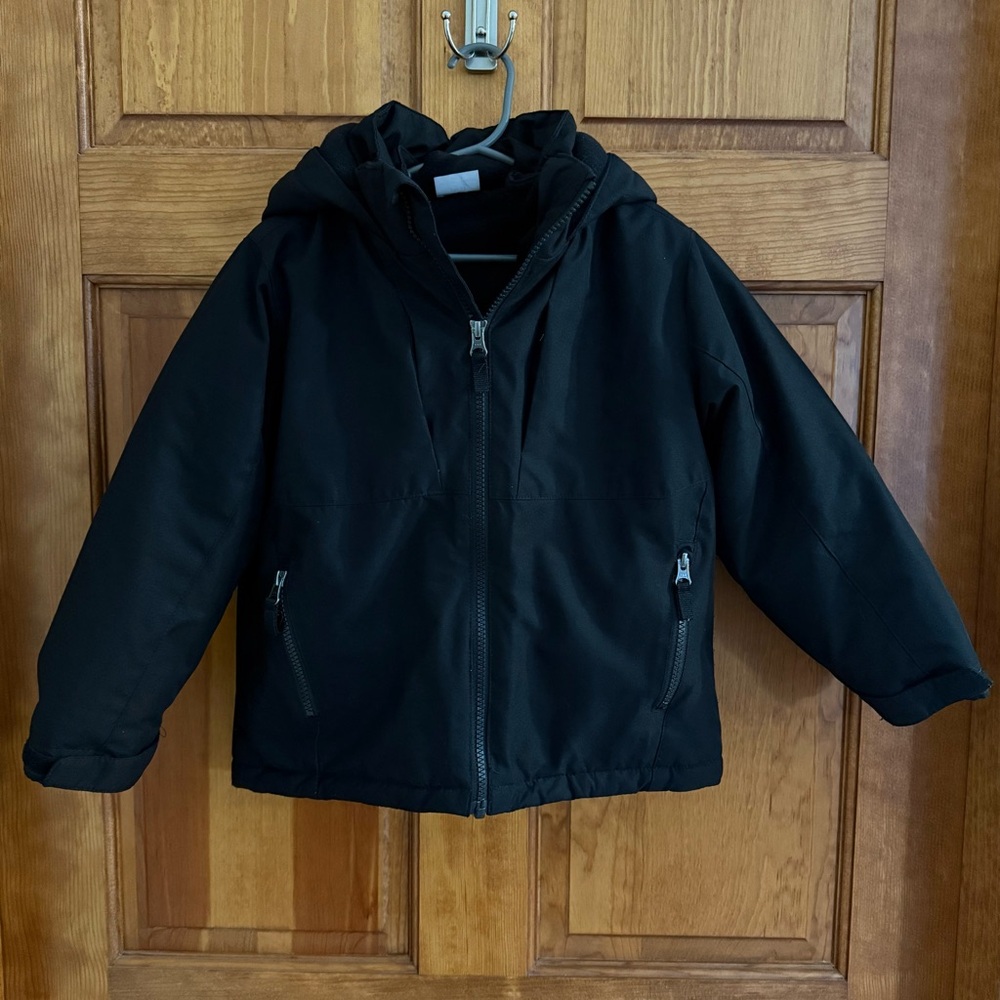 Kids Black Hooded Jacket
